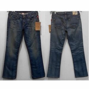 True Religion Women's Johnny Blue Low Rise Straight Leg Jeans NWT Size 28